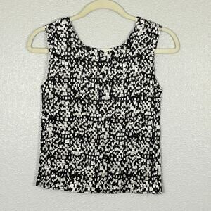 Casual Corner Textured Geometric Size Small Polyester Black Beige Sleeveless Top